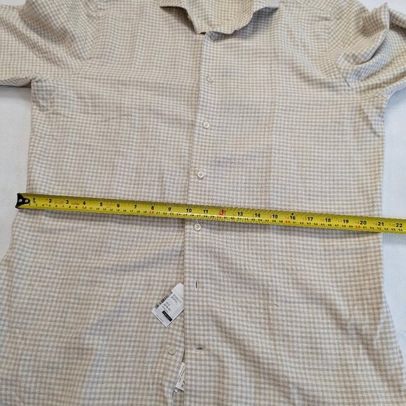 Emanuel Berg Gingham Brushed flannel sport shirt - Beige/White - Large / 16 - Picture 3 of 5